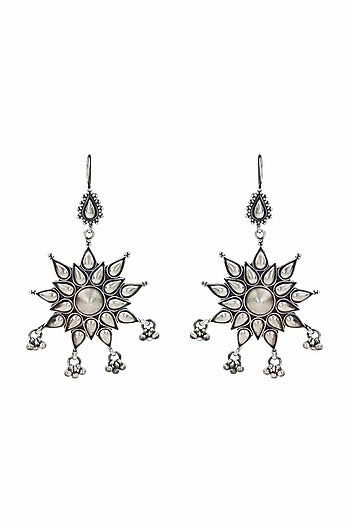 White Finish Star Earrings