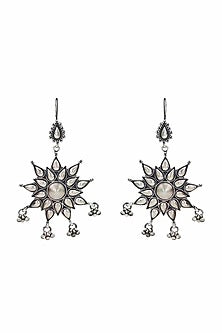White Finish Star Earrings