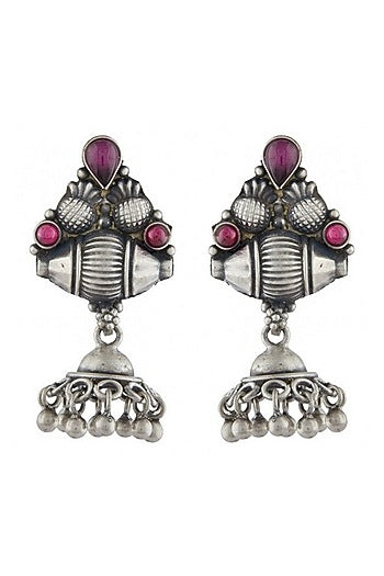 White Finish Jhumka Earrings