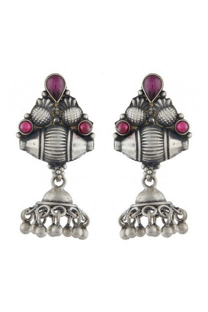 White Finish Jhumka Earrings
