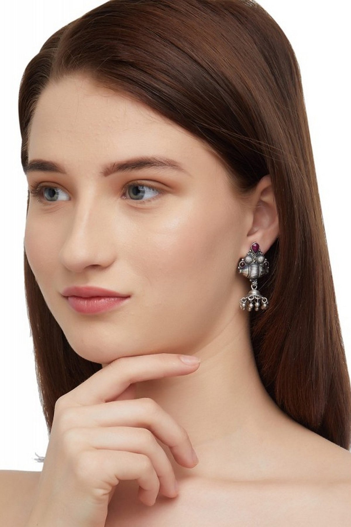 White Finish Jhumka Earrings