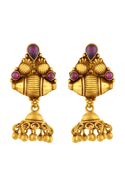 Gold Finish Jhumka Earrings