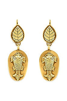 Gold Plated Earrings With Tribal Motif