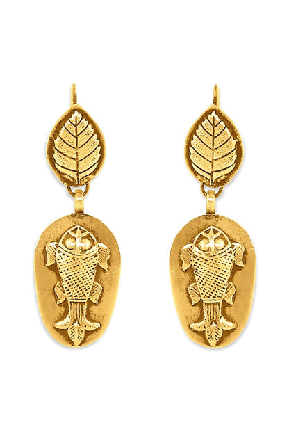 Gold Plated Earrings With Tribal Motif
