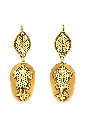 Gold Plated Earrings With Tribal Motif