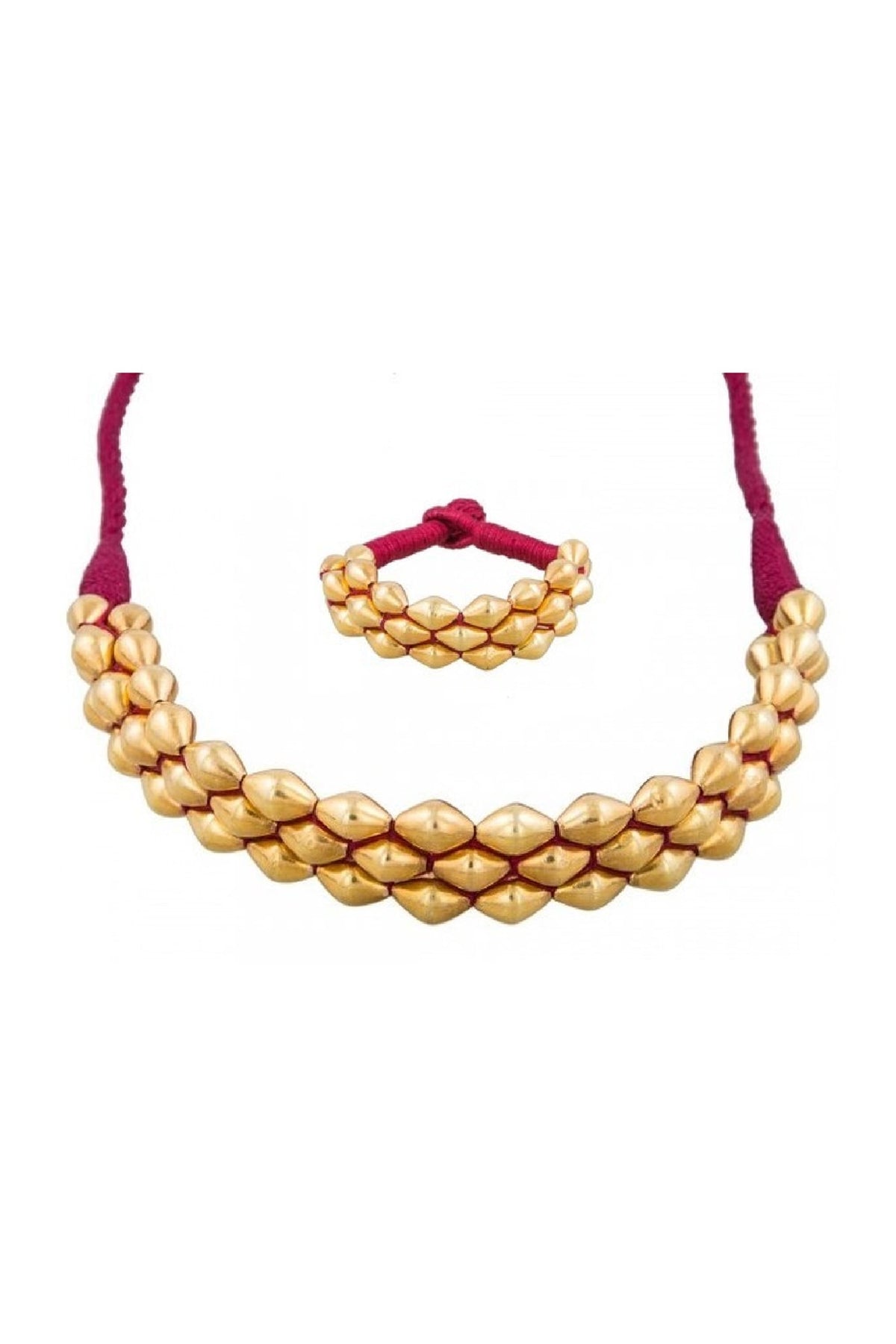 Gold Plated Beaded Necklace Set