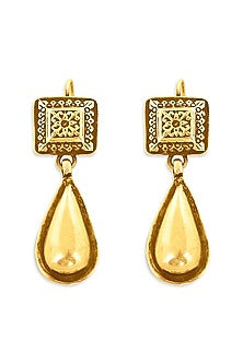Gold Plated Teardrop Earrings In Sterling Silver
