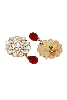 Gold Plated Red Onyx Earrings In Sterling Silver
