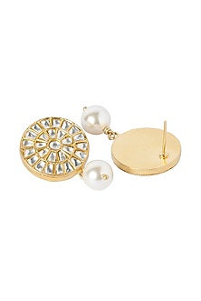 Gold Plated Kundan Polki Earrings In Sterling Silver