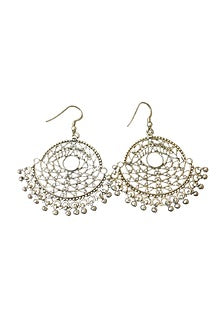 White Finish Dangler Earrings In Sterling Silver