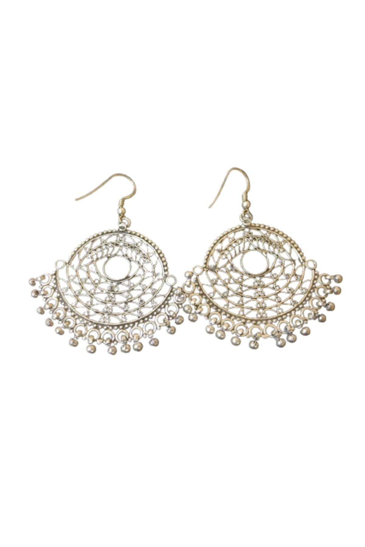 White Finish Dangler Earrings In Sterling Silver