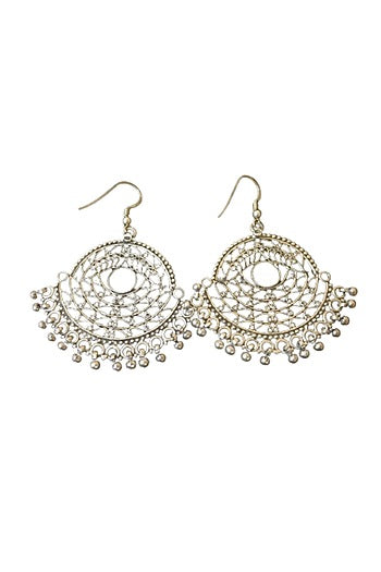White Finish Dangler Earrings In Sterling Silver