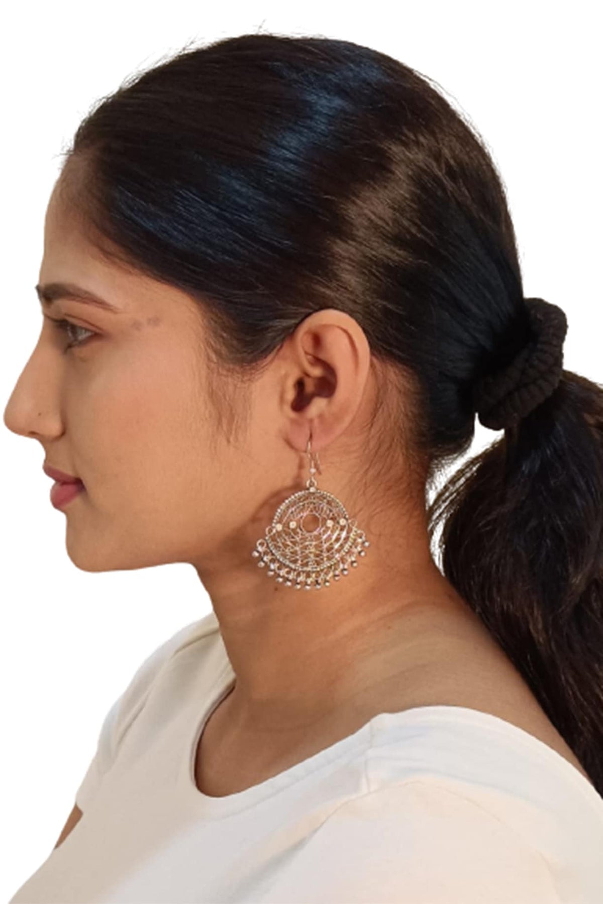 White Finish Dangler Earrings In Sterling Silver