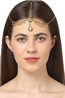 Gold Plated Floral Mathapatti In Sterling Silver