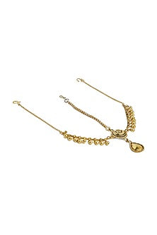 Gold Plated Floral Mathapatti In Sterling Silver