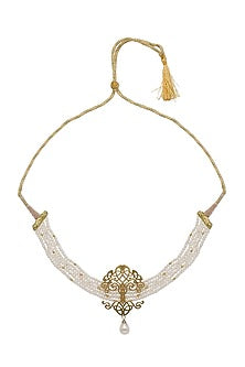 White Finish Pearl Choker Necklace In Sterling Silver