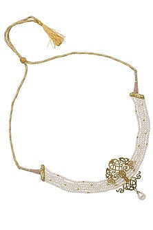 White Finish Pearl Choker Necklace In Sterling Silver