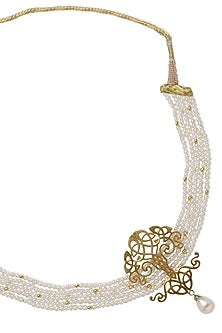 White Finish Pearl Choker Necklace In Sterling Silver