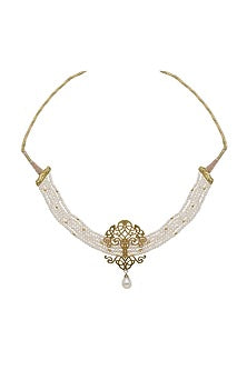 White Finish Pearl Choker Necklace In Sterling Silver