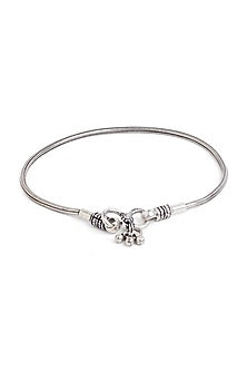 Silver Finish Beaded Anklet In Sterling Silver