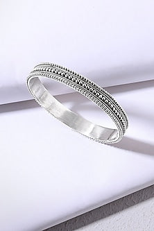 Silver Finish Beaded Bangle In Sterling Silver