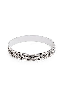 Silver Finish Beaded Bangle In Sterling Silver
