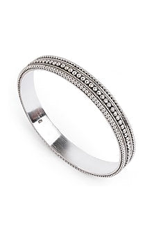 Silver Finish Beaded Bangle In Sterling Silver