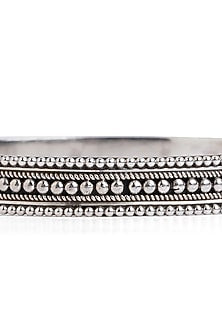 Silver Finish Beaded Bangle In Sterling Silver
