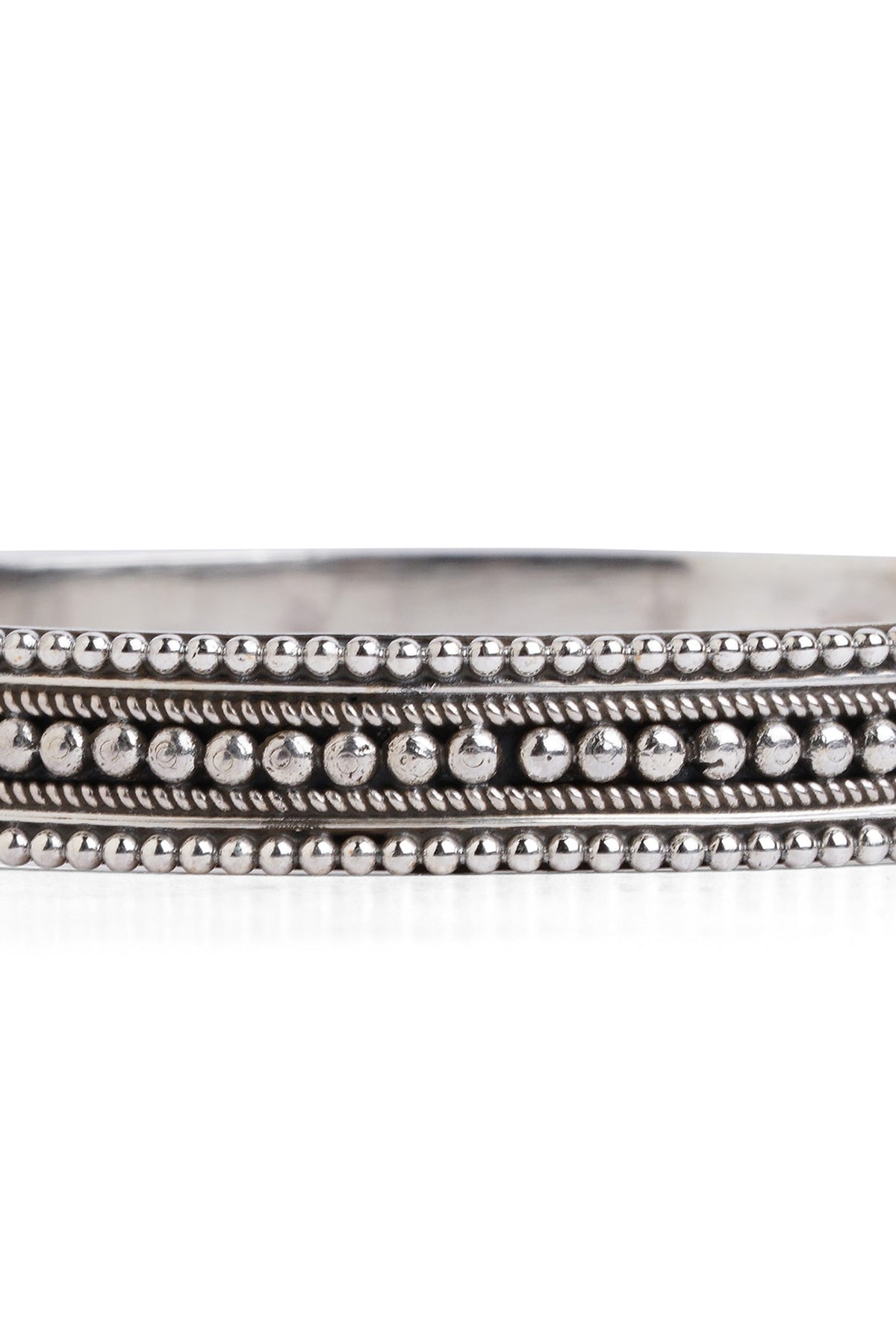 Silver Finish Beaded Bangle In Sterling Silver