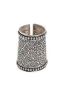 Silver Finish Cuff Bangle In Sterling Silver