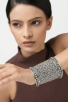 Silver Finish Cuff Bangle In Sterling Silver