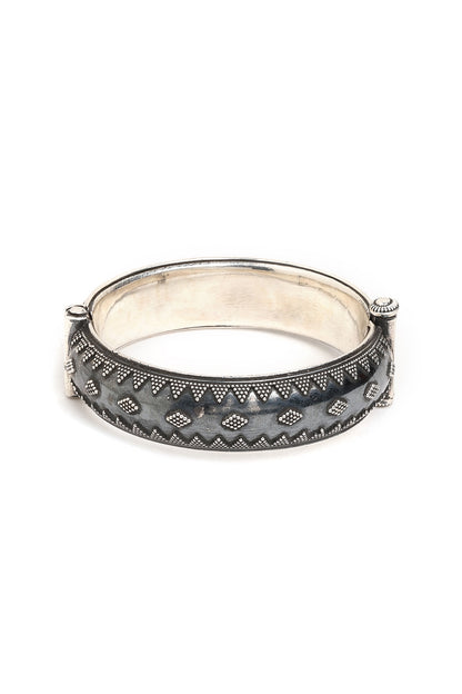 Silver Finish Rawa Work Kada In Sterling Silver