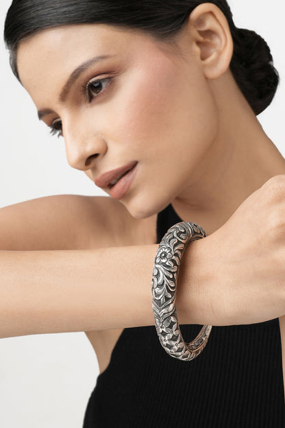 Silver Finish Kada In Sterling Silver