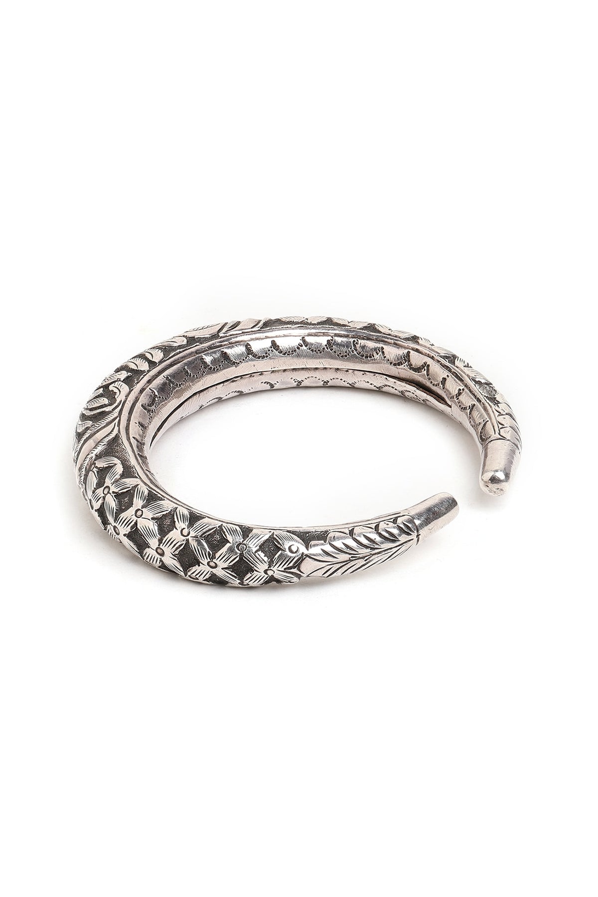 Silver Finish Kada In Sterling Silver