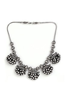 Silver Finish Coin Choker Necklace In Sterling Silver
