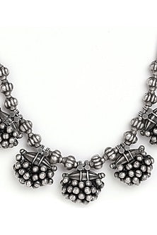 Silver Finish Coin Choker Necklace In Sterling Silver