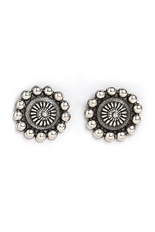 Oxidised Finish Stud Earrings In Sterling Silver