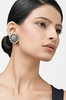Oxidised Finish Stud Earrings In Sterling Silver