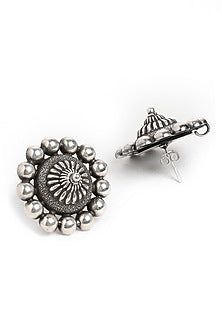 Oxidised Finish Stud Earrings In Sterling Silver