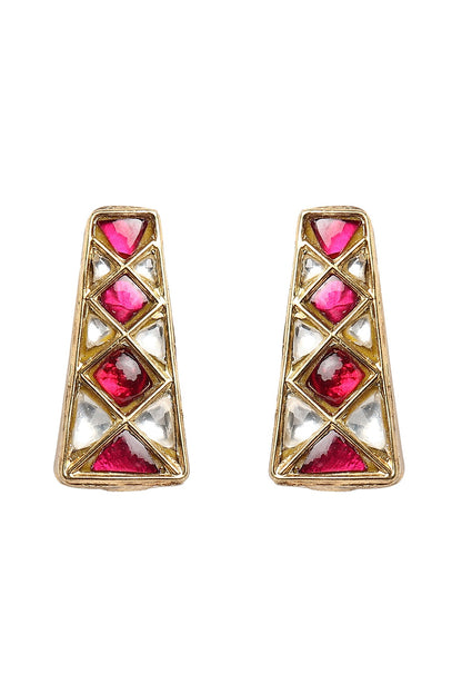 Gold Plated Ruby Stone Dangler Earrings In Sterling Silver