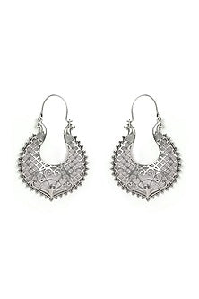 Silver Finish Hoop Earrings In Sterling Silver