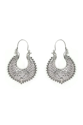 Silver Finish Hoop Earrings In Sterling Silver
