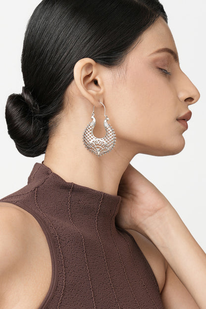 Silver Finish Hoop Earrings In Sterling Silver