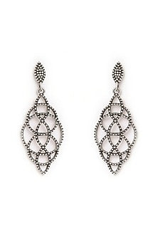 Silver Finish Filigree Dangler Earrings In Sterling Silver