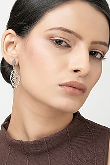 Silver Finish Filigree Dangler Earrings In Sterling Silver