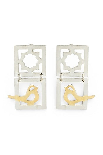 White Finish Stud Earrings In Sterling Silver
