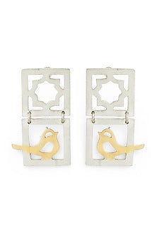 White Finish Stud Earrings In Sterling Silver