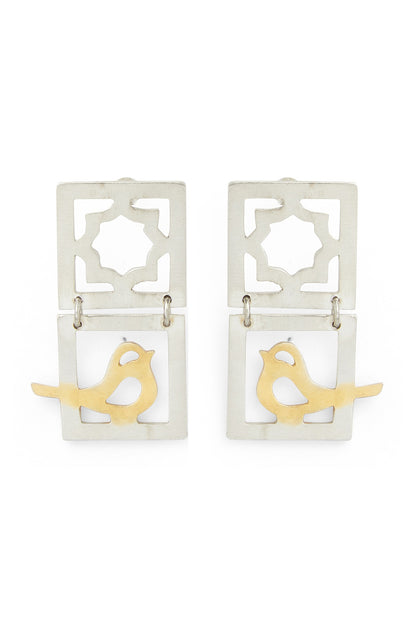 White Finish Stud Earrings In Sterling Silver