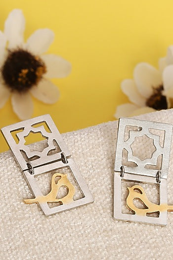 White Finish Stud Earrings In Sterling Silver