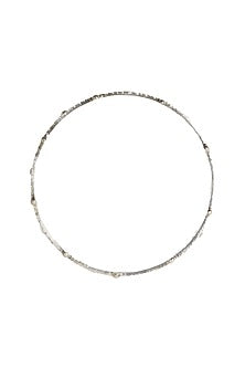 White Finish Oxidized Bangle In Sterling Silver